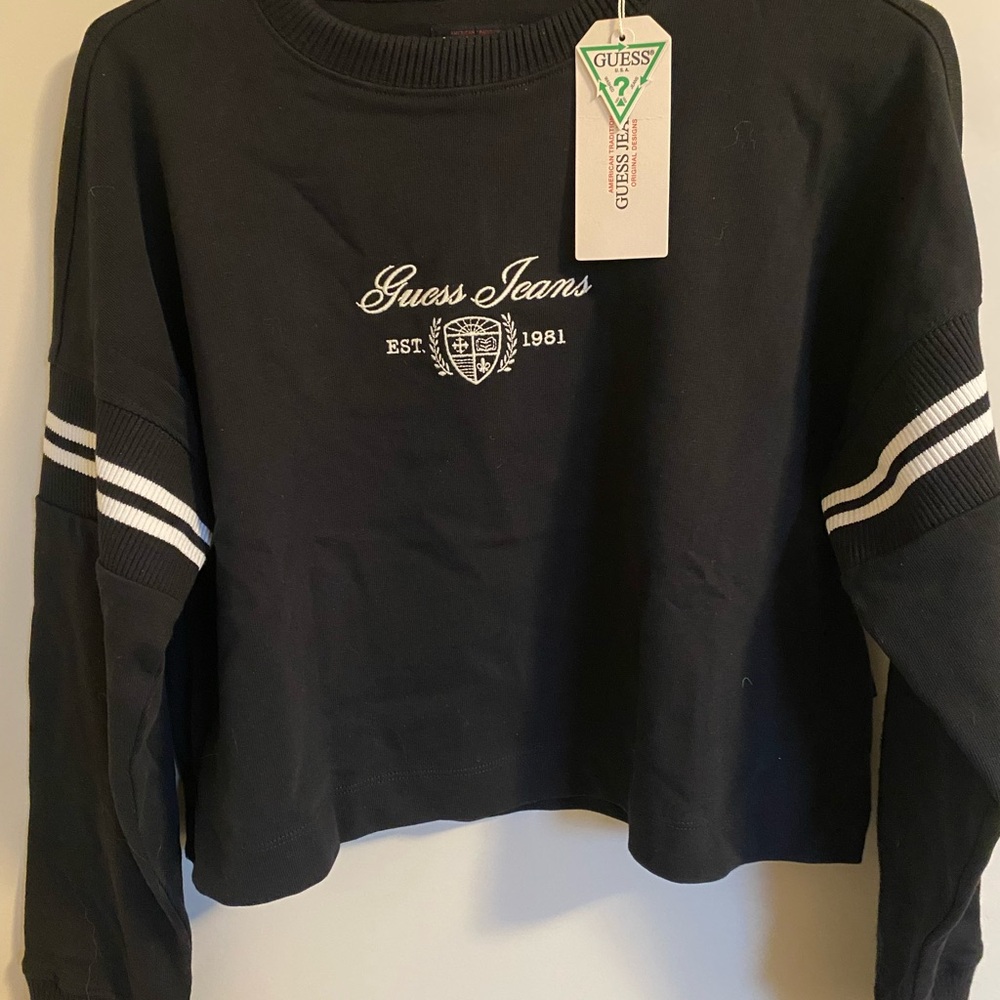 Guess Black Sweatshirt with White Stripes